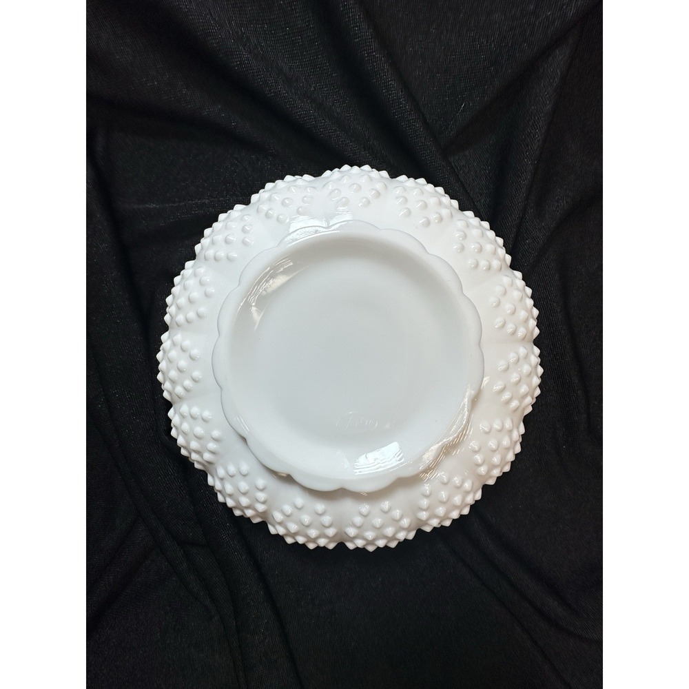 Fenton Hobnail Milk Glass Fluted‎ Edge Chip and Dip Bowl Or Candle Holder - Picture 13 of 14